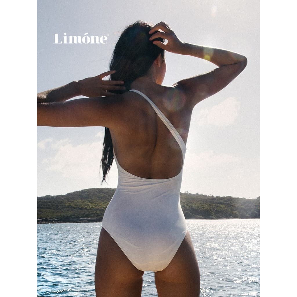 [Tempo limitado com 20% de desconto] Limone Maiô assimétrico de um ombro, peça única, feminino, férias à beira-mar, maiô