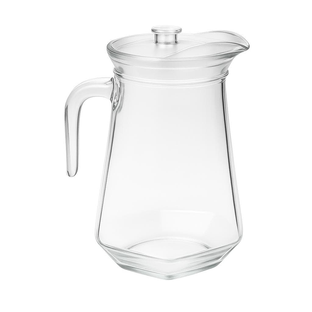 Jarra de Vidro Liso Resistente Malu 1,3 Litros com Tampa Grande Agua Suco Drinks Leve