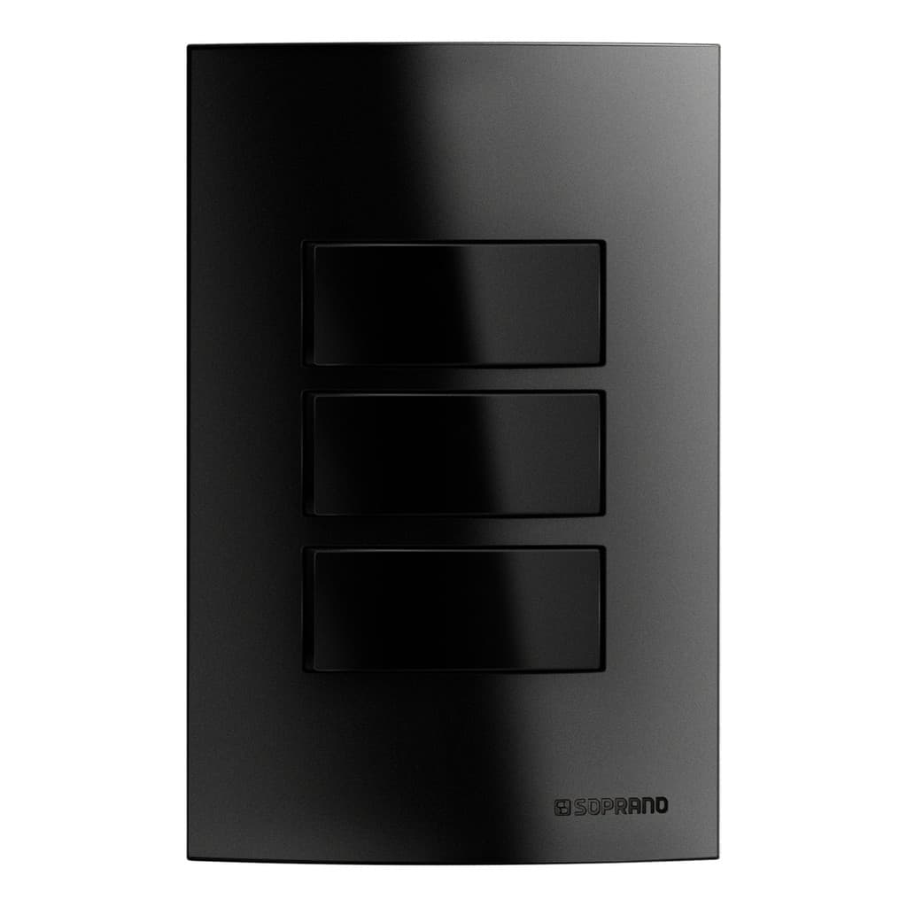 Conjunto 3 Interruptores SIMP 10ax 250v 4x2 Preto BUP Soprano