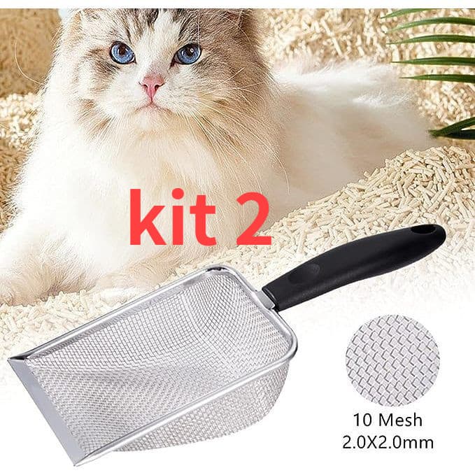 Pá Higiênica De Areia para Gatos Peneira Coletora Aço Inox JH