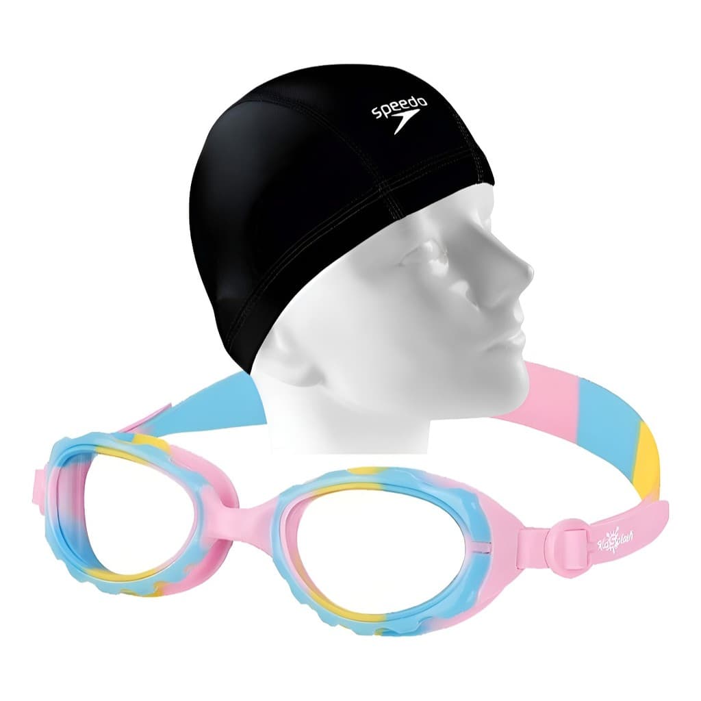 Kit Natação Speedo Óculos Rosa Touca Crianças 2 a 6 anos Candy