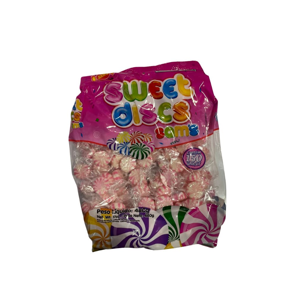 Pacote Balas Sweet Discs Sam's Sabor Morango Rosa 480g 150 u