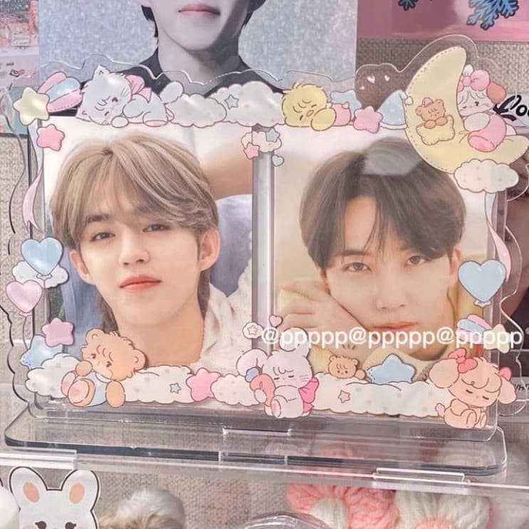 Cute Bunny 3inch 5inch Photo Frame Double Card Display Porta-Cartões Acrílico Idol Photocard Desktop Decor Cartoon Armaz