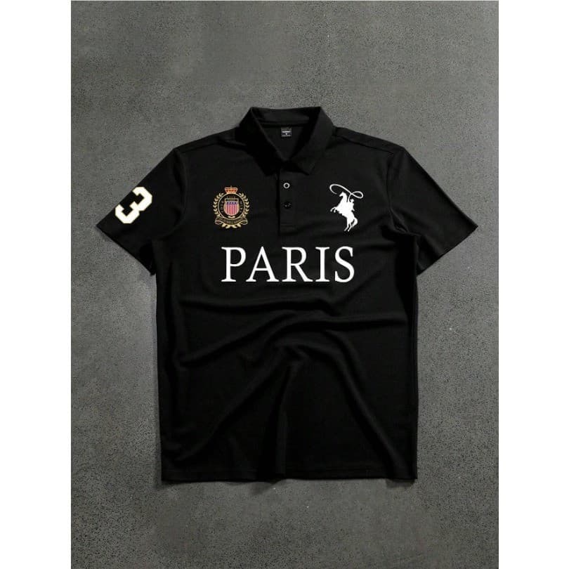 Camisa polo masculina luxo Paris de Manga Curta Casual Alta Qualidade