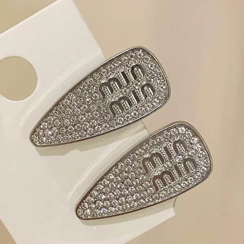 Grampos De Cabelo Com Letras De Diamante Completo Para Mulheres , De metal De Alta Qualidade , Clipes Laterais De Bico D