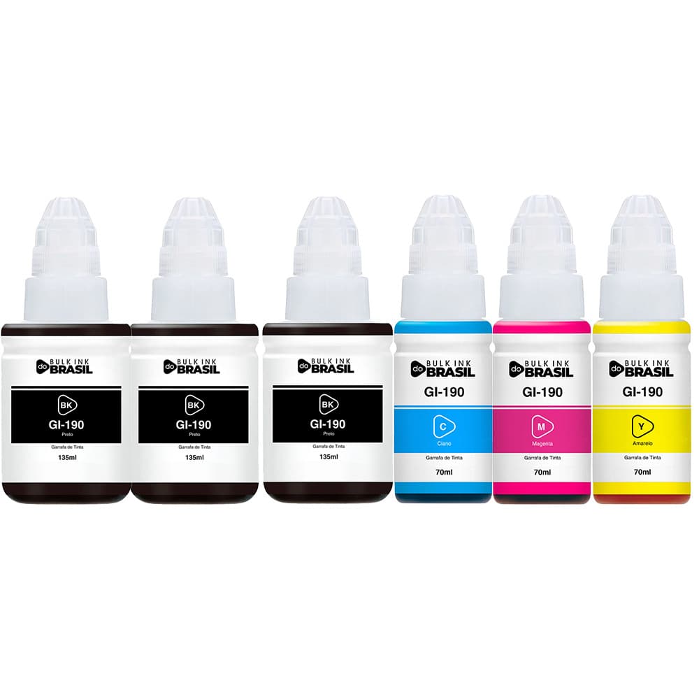 Kit 6 Tintas Para Canon G3110 G3111 G4100 G4110 G4111 G2100 Gi-190
