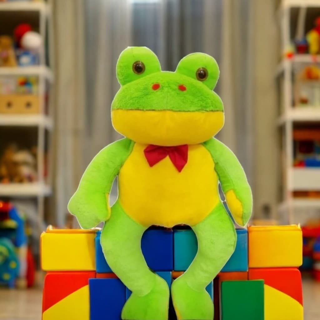 Brinquedo Sapo de Pelúcia Gigante 1 Metro Verde Com Laço