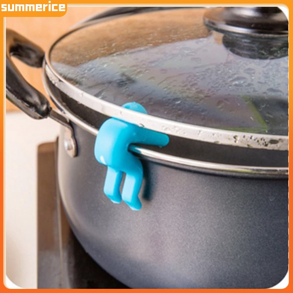 2 Peças de Design de Alça de Silicone Pode Impedir que a Sopa Derrame / Suporte para Tampa de Panela