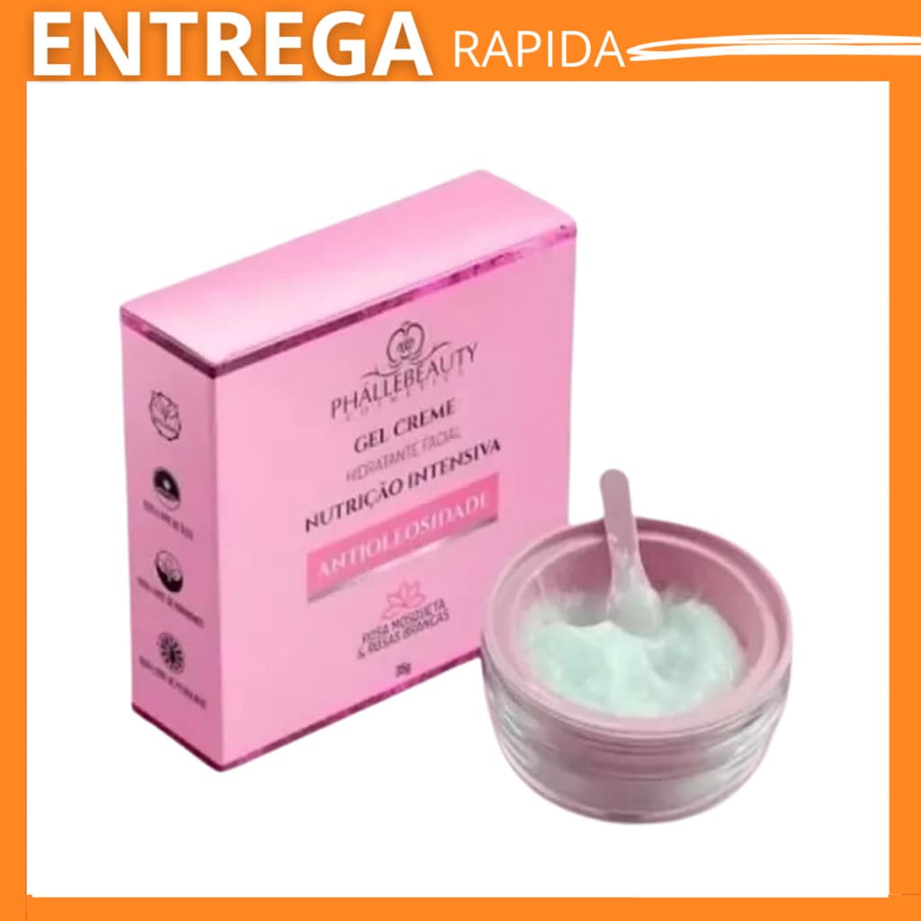 Gel Creme Hidratante Facial Phallebeauty Antioleosidade – Hidratação Leve, Controle de Oleosidade e Pele Sequinha