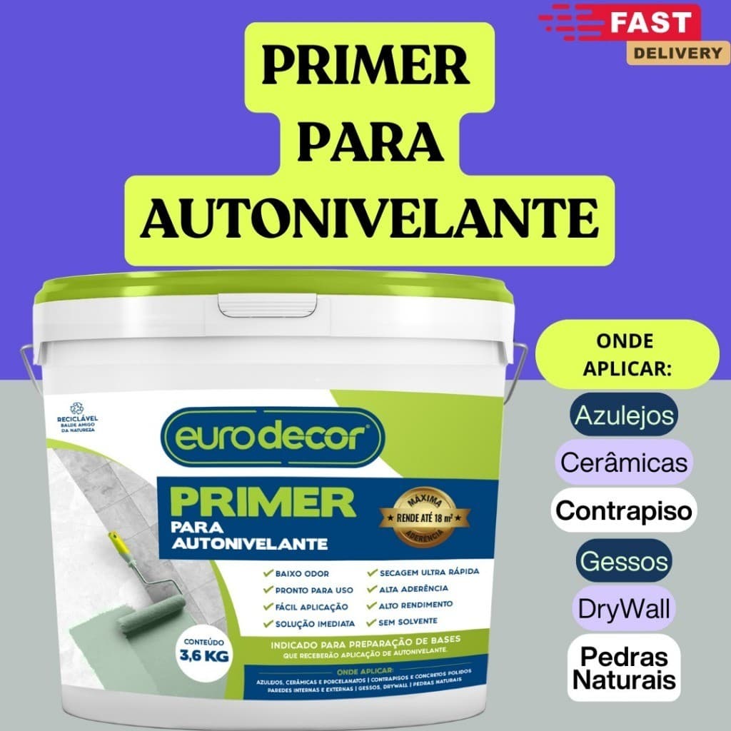 Primer 3,6kg Autonivelante Para Azulejo e Cerâmica Base Piso e Parede 3,6KG Ou 1KG