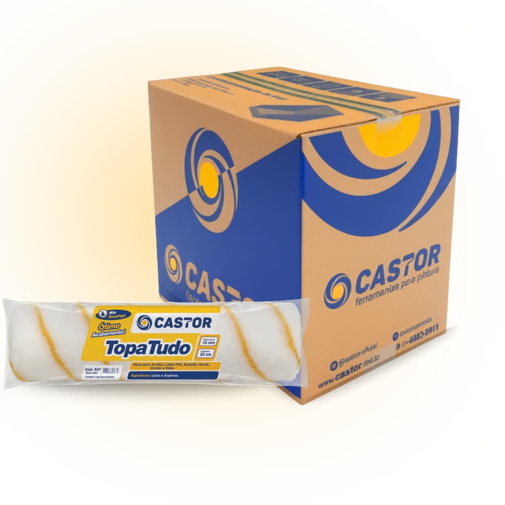 Caixa c/ 12 Rolos para pintura Lã Topa Tudo 12MMx23CM s/cabo - Castor