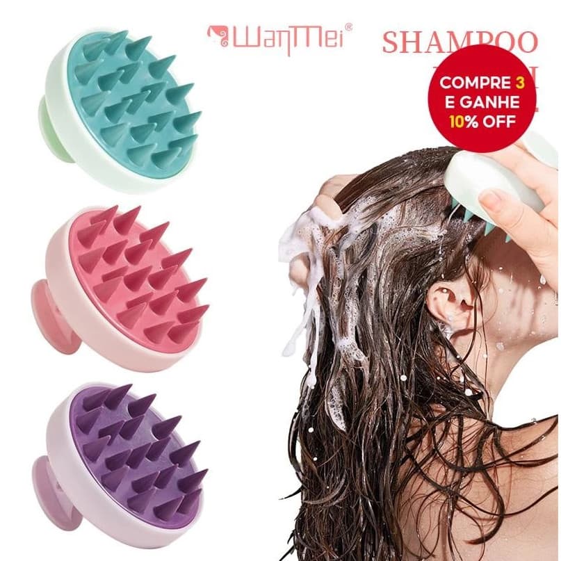 Escova Massageadora Capilar Silicone Limpeza Profunda