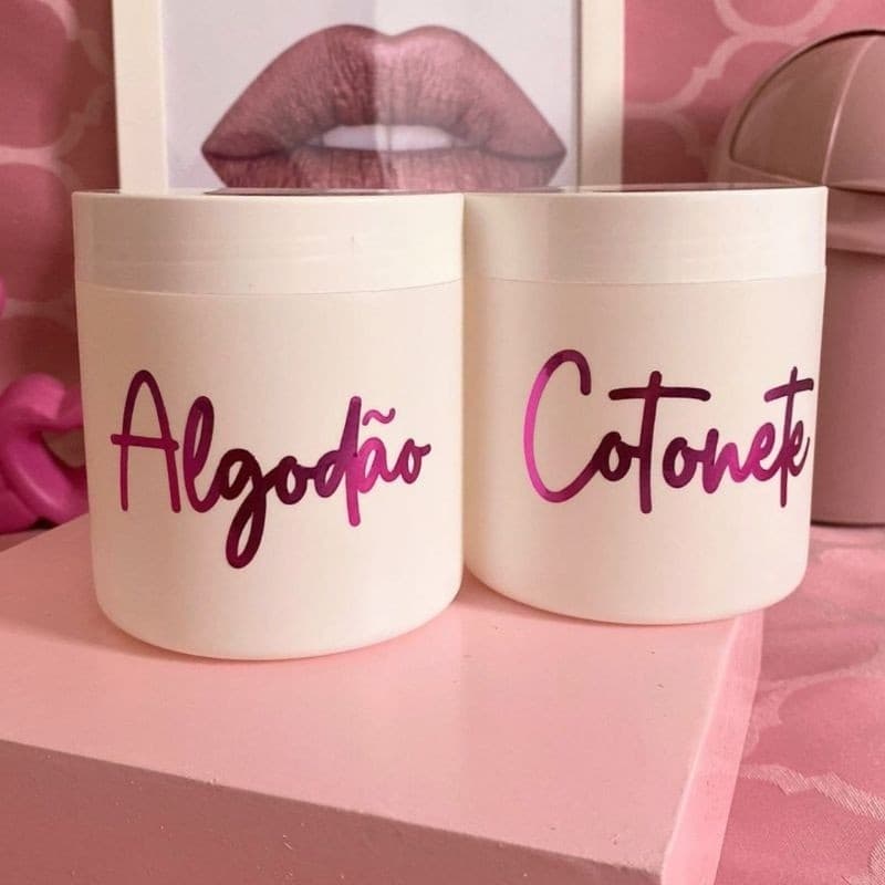 Porta Cotonete Algodão Rose Gold Pink Plástico Personalizado