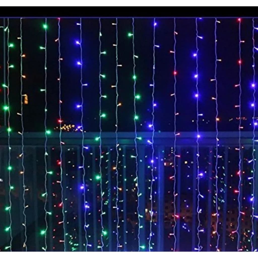 Cortina de Luz de Led Colorida com 320 Lampadas Natalinas