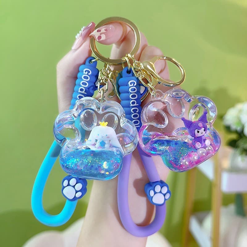 [Acessórios] Criativo Óleo Glitter Urso Pata Chaveiro Requintado Bonito Saco Pingente Pequenos Presentes Meninas Namorad