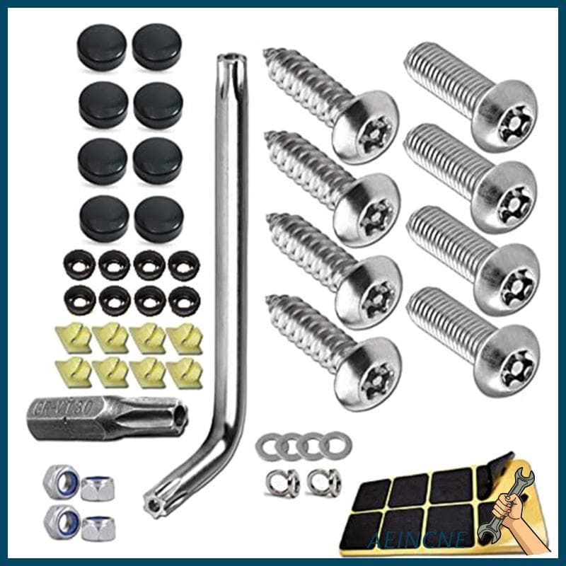 AEIN Anti-Roubo Placa Licença Capa Fixadores Kit Parafusos Metal Para Carro Moto