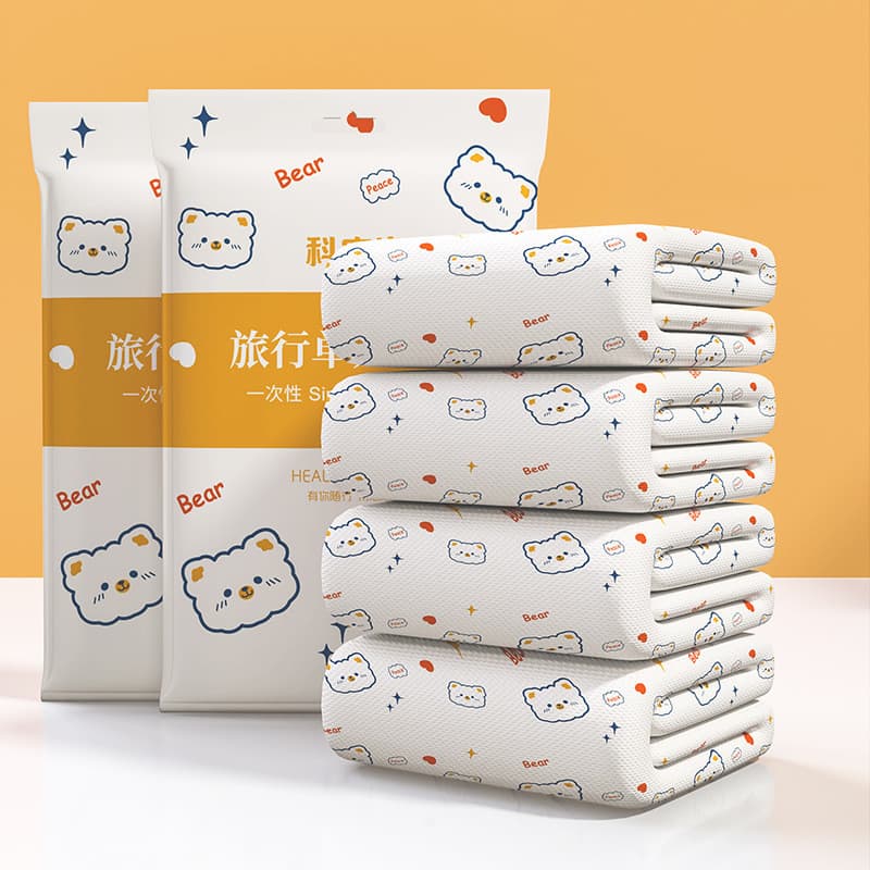Conjunto de Cama Dupla Descartável Portátil Reforçado para Viagem (Conjunto de Quatro Peças) para Lençóis e Edredons, Co