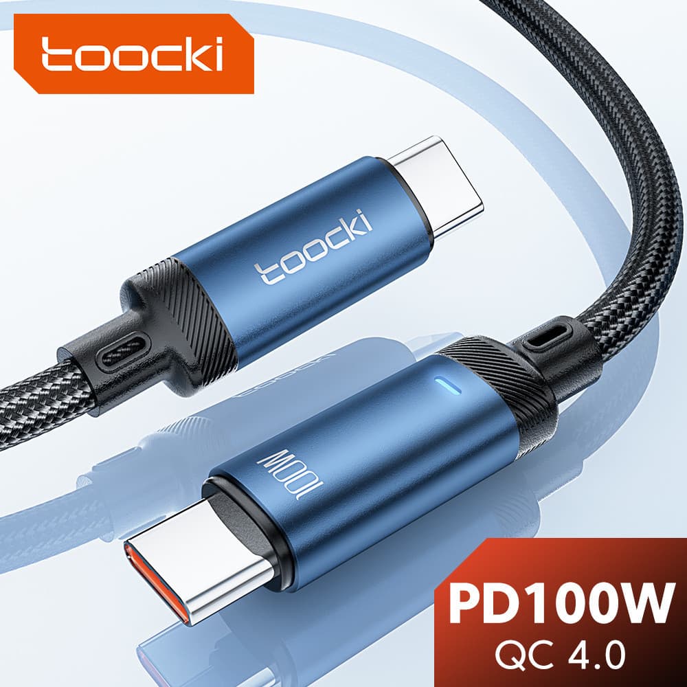 Cabo de Dados para Celular Toocki PD100W C-C, Cabo de Carregamento Rápido Compatível com Apple, Samsung e Laptops RTVP