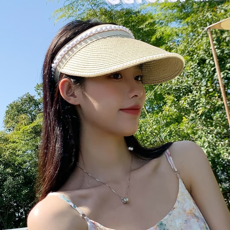 Influenciador oco chapéu superior feminino chapéu de sol verão All-Match protetor solar capa rosto versão coreana na mod