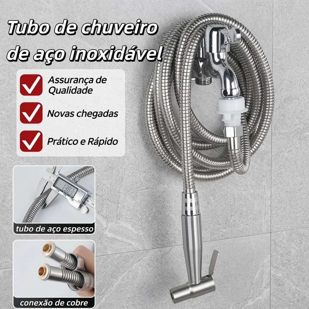 Gatilho Abs Cromado Acionamento Pratico Mangueira Flexivel Para Chuveiro Banho Ducha Higienica Top