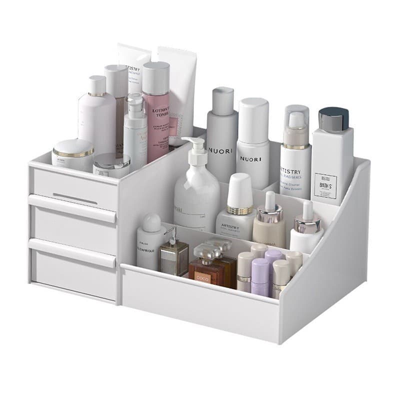 Caixa de armazenamento de gaveta dormitório mesa produtos de cuidados com a pele Desktop cômoda máscara batom prateleira