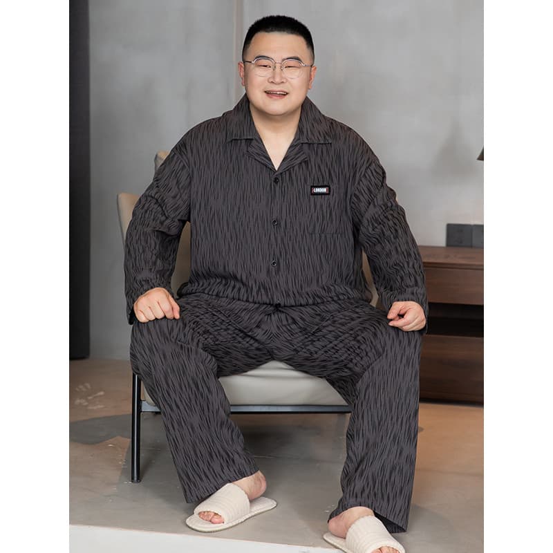 Novo estilo pijamas masculinos primavera outono puro algodão de manga comprida Cardigan terno mais gordura mais solto al