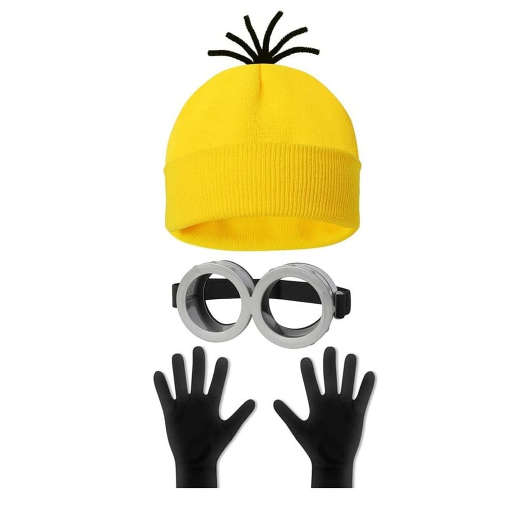 Óculos de Minions para Halloween, Chapéu, Conjunto de Quatro Peças, Acessórios para Cosplay de Minions