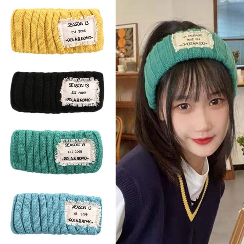 Treeling Malha Inverno Quente Hairbands Elástico Crochê Headbands Aquecedores De Orelha Turbante Largo Macio Para Envolt