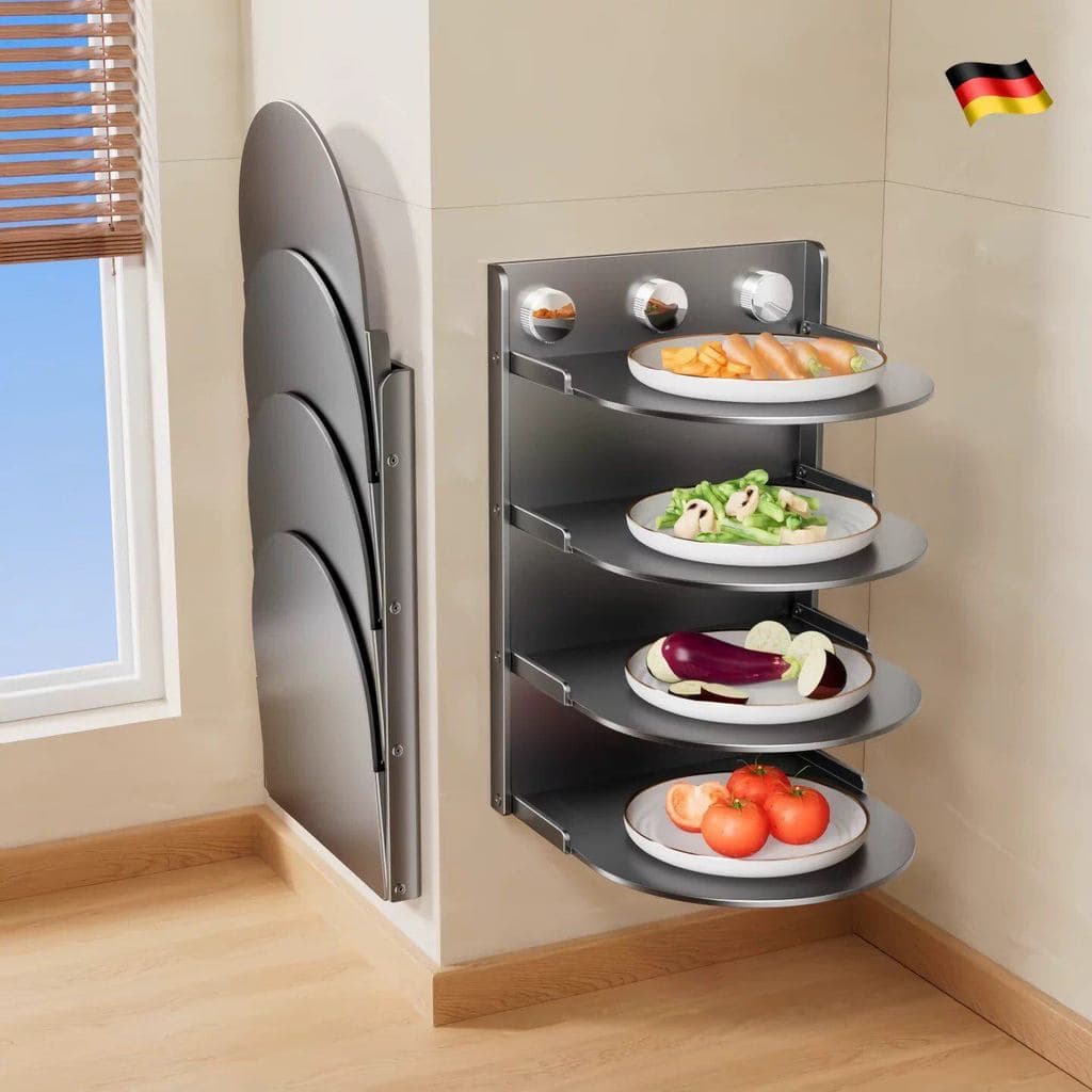 Rack de preparação de cozinha montado na parede dobrável Multi-camada prateleira placa lateral preparação de refeição mu