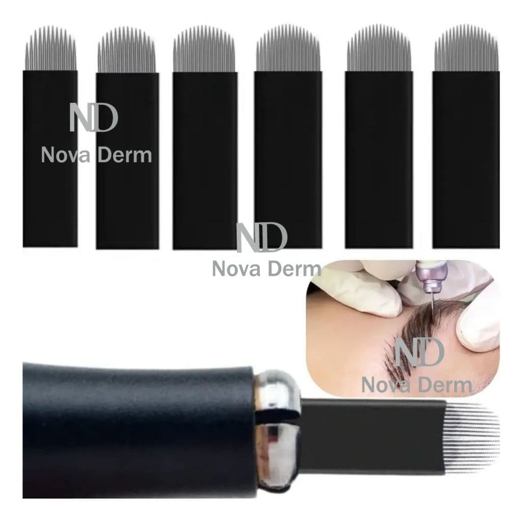 Kit 50 Lâminas Nanoblading U12 U16Tebori Micropigmentação Sobrancelha Design