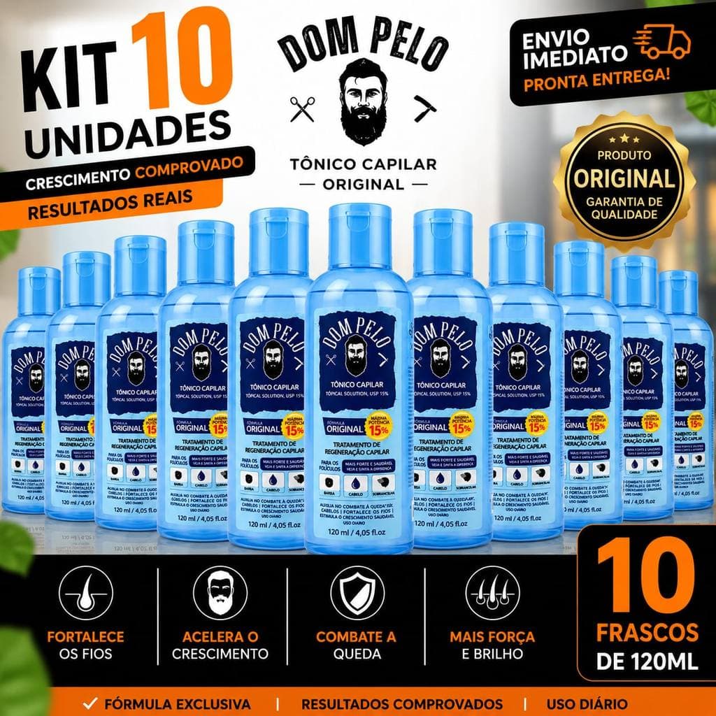 Kit 10 Dom pelo - Cabelo Barba - 120ml Envio imediato