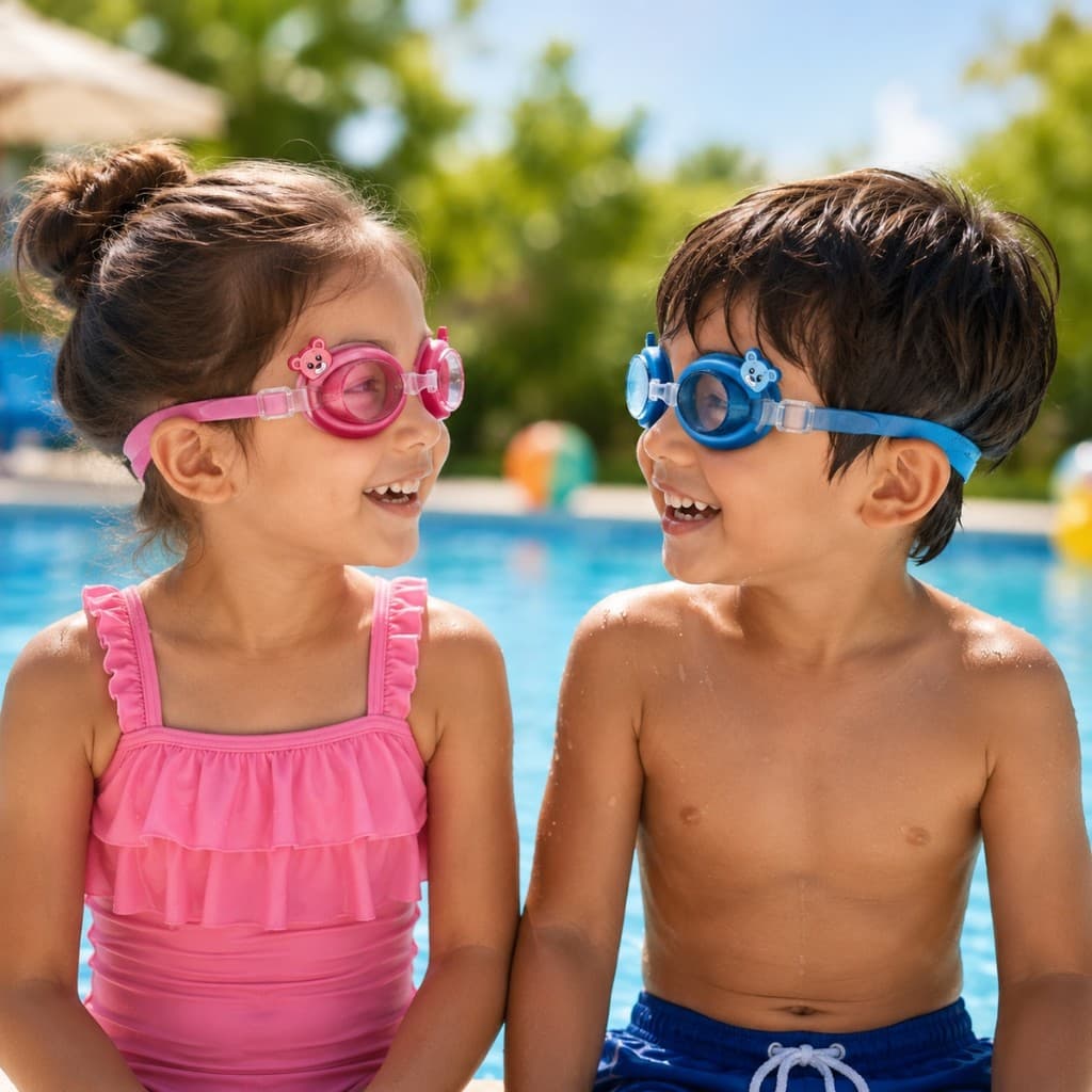 Oculos Natacao Mergulho Infantil Antiembaçante Ajustavel Ursinho Piscina Praia Menino Menina Crianca