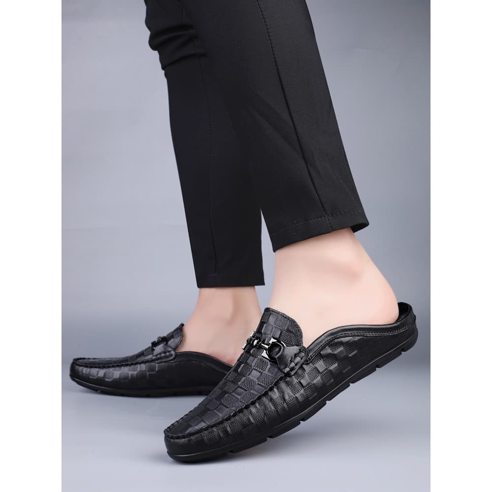 Sapatos de couro masculino Casual couro macio sola macia deslizamento preguiçoso respirável antiderrapante condução meia