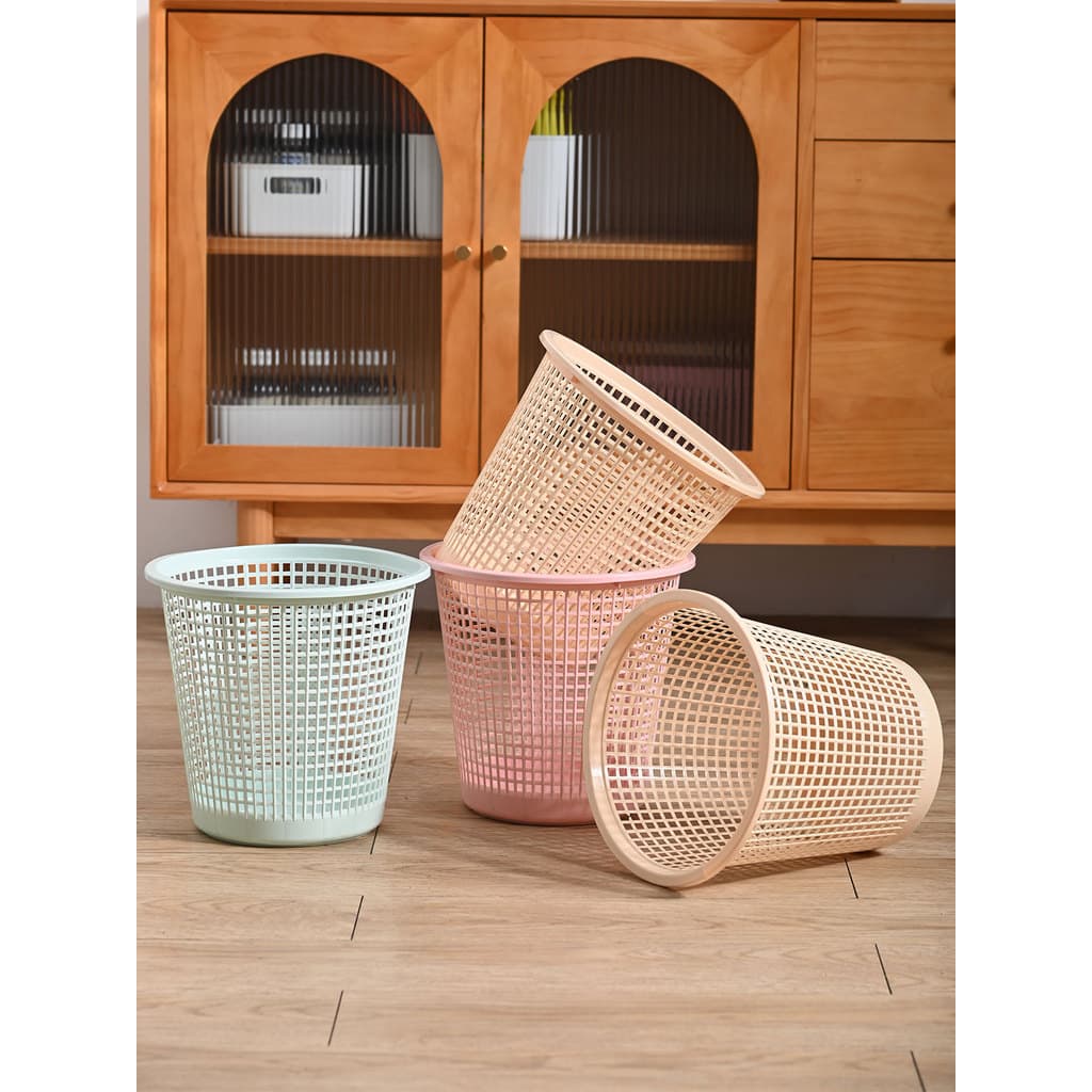 Plástico oco lata de lixo casa sala estar quarto banheiro cesta lixo escritório Coverless tamanho pequeno cesta papel 3