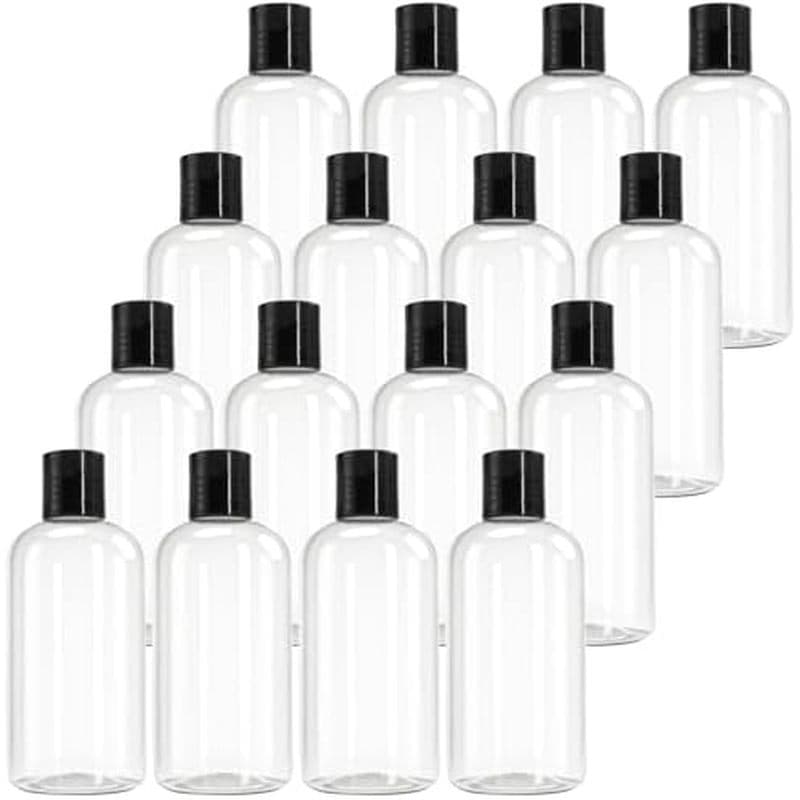 Bekith 16 Pacotes De Garrafas Vazias De Plástico Transparente De 8 Onças Com Tampas Superiores De Disco , Recipientes De