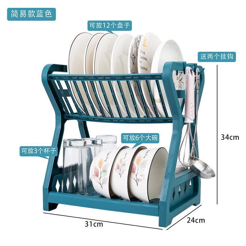 Fornecimento direto transfronteiriço estilo simples cozinha dupla camada dreno prato rack de armazenamento Multi-Purpose