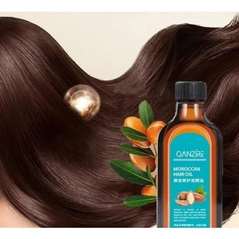 Óleo Capilar QANZIRE Azeite 100ml - Reparação Danos, Sem Enxágue, Restauração, Nutrição Profunda
