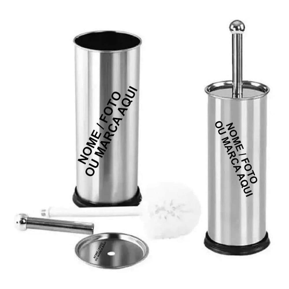 Escova Sanitária Inox Vaso Privada Prata Aço Inox Personalizado nome foto