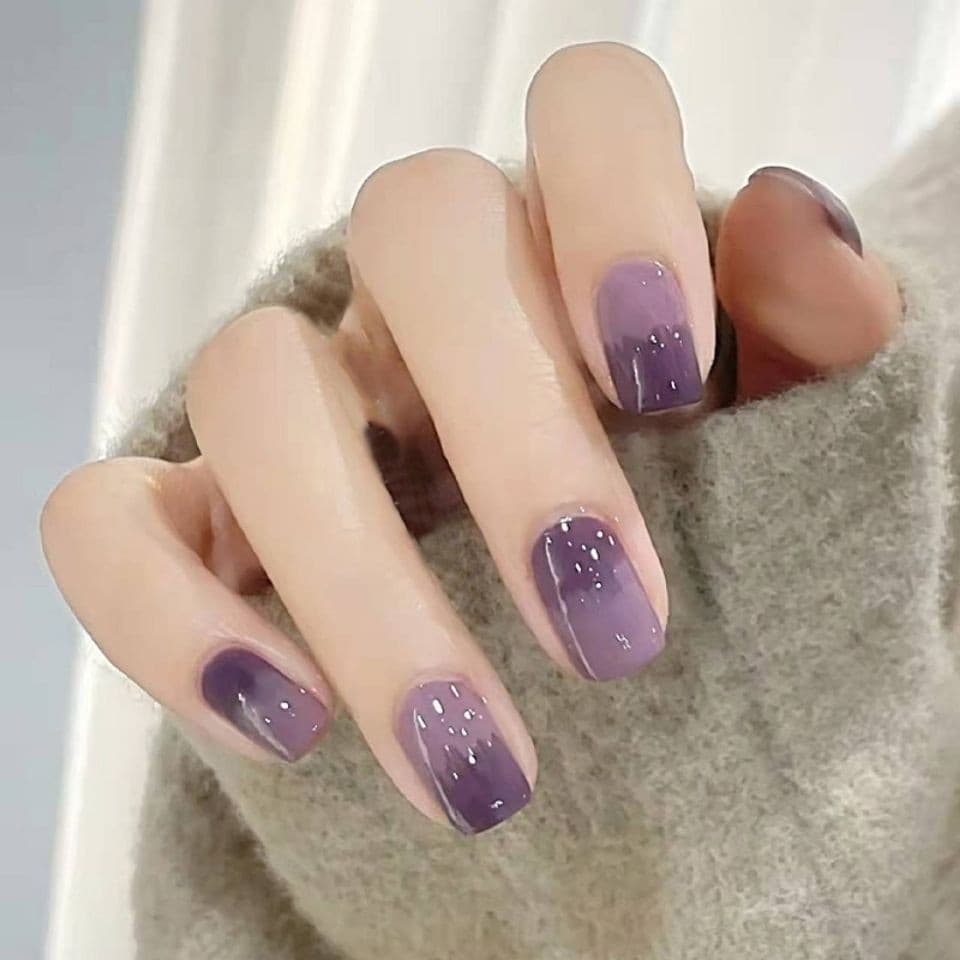 Unhas curtas vestíveis manicure Taro unhas falsas vestíveis destacáveis peças de manicure
