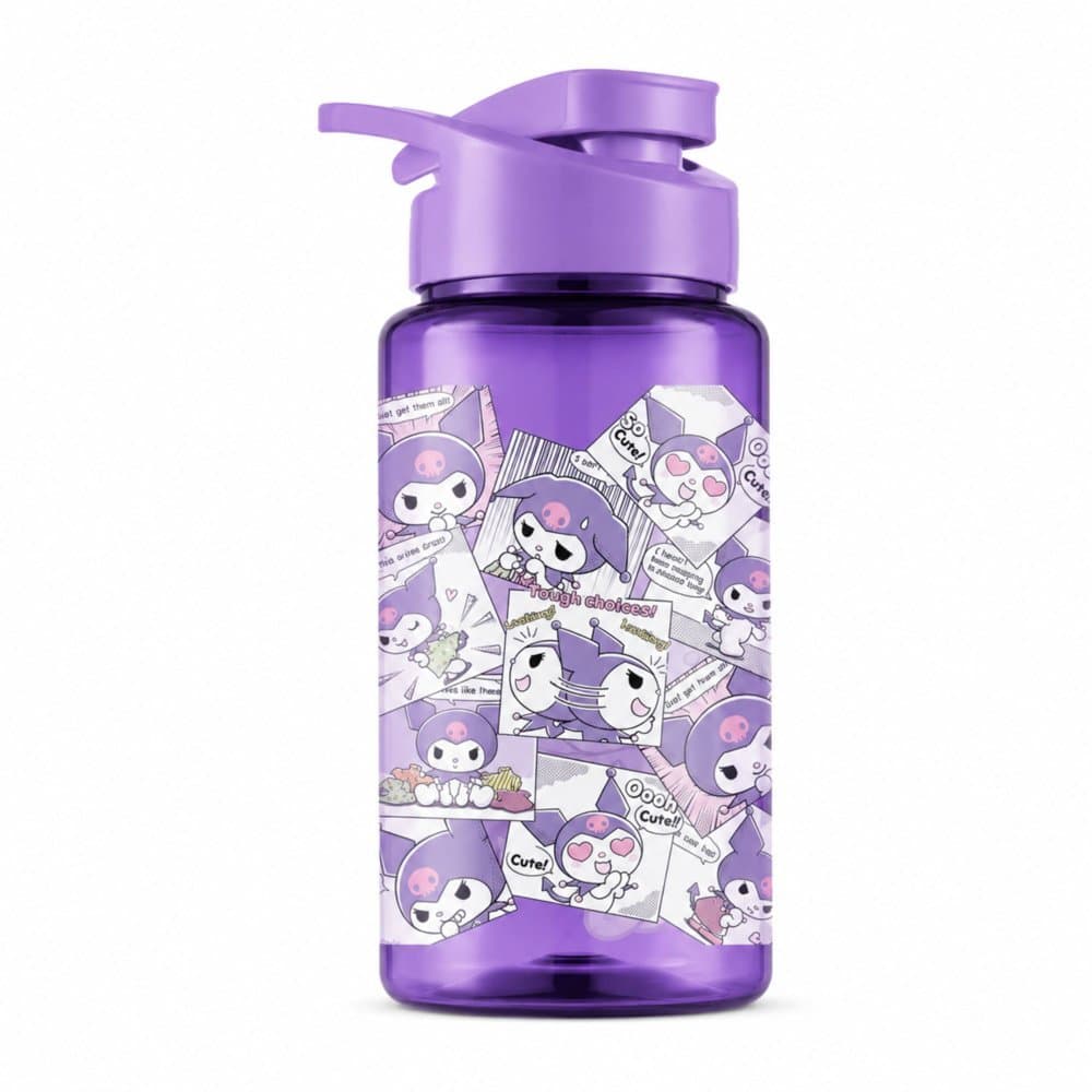 Garrafa Plástica Squeeze 500ml Kuromi Roxa Garrafinha Para Água