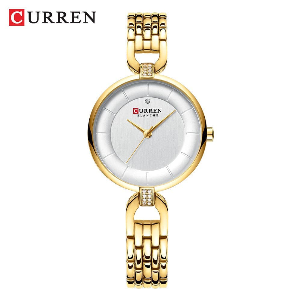 Relógio de Pulso Feminino Curren à Prova d'Água com Pulseira de Aço Inoxidável 9052xs VSCN