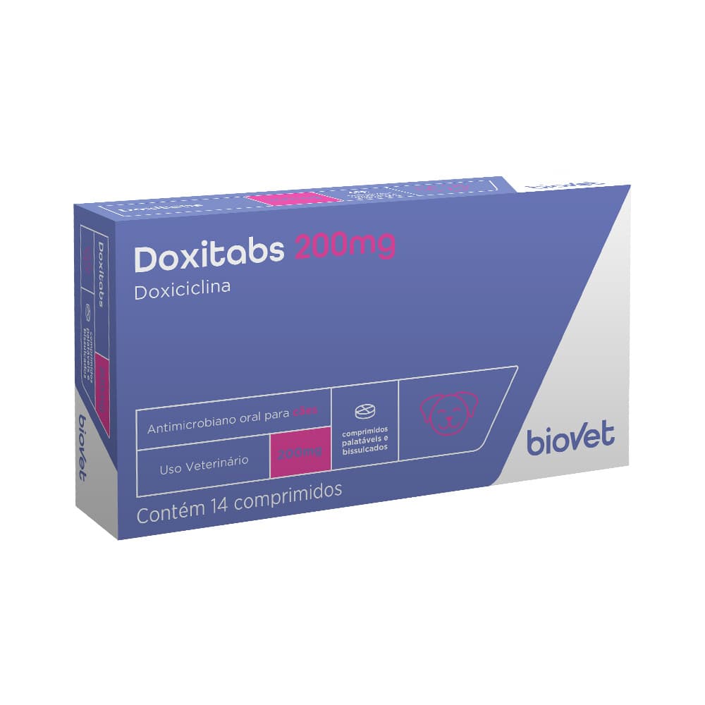 DOXITABS 200 MG 14 COMPRIMIDOS CAES E GATOS BIOVET