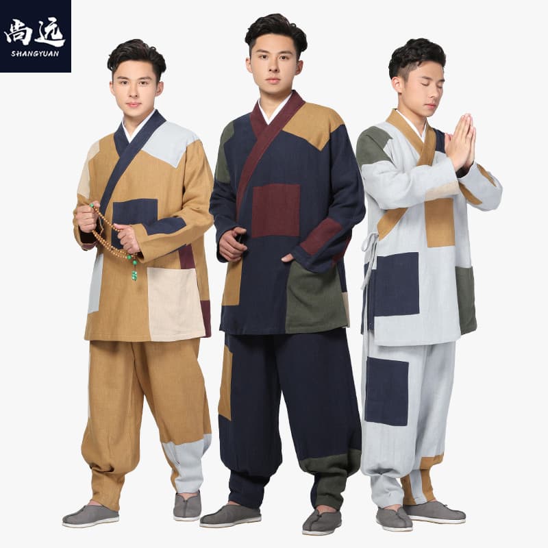 Shangyuan primavera verão Ramie Baiyi estilo chinês remendo roupas Layman roupas Tang terno Retro pano costura Hanfu ter