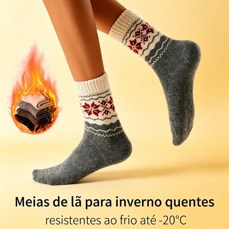 Promoção 12 Pares Meia Feminina Canela Alta Espessa Forro Peludo Térmica Anti Frio Outono Inverno
