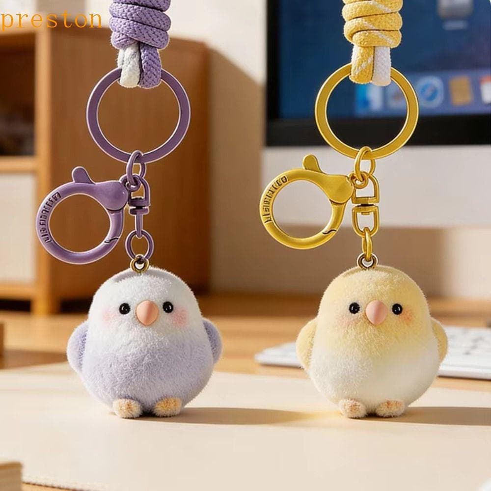 Chaveiro De Pássaro Flocado PRESTON , Com Pingente De Pelúcia Design , Corda De Mão De Malha