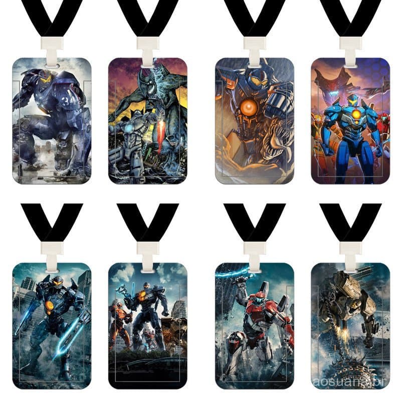 Crachá de trabalho com tema mecha de Pacific Rim, porta-crachá de estudante, cartão de acesso, cartão de água, porta-cra