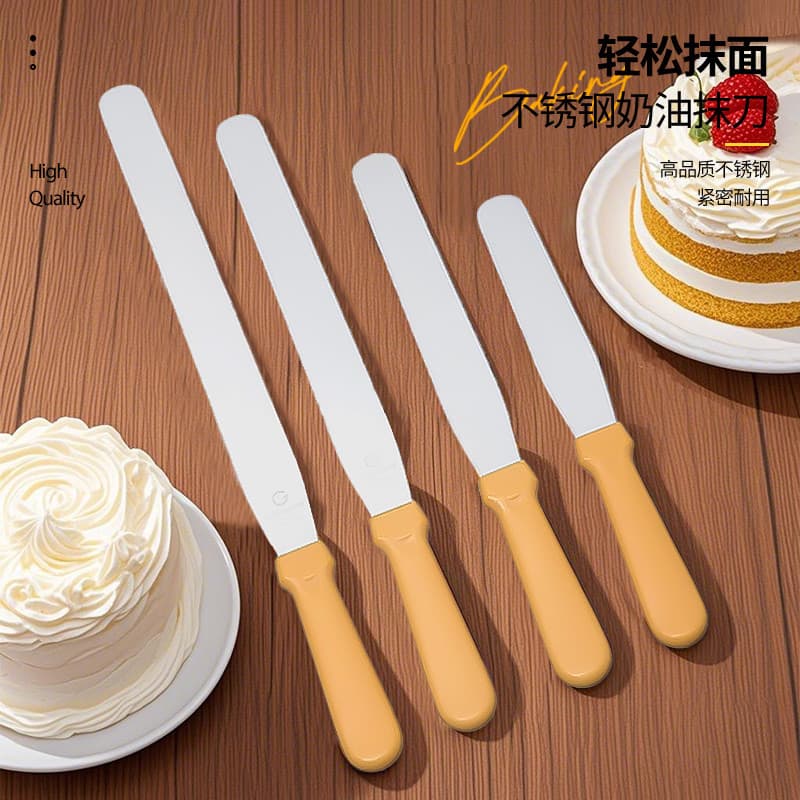 Espátula de creme de aço inoxidável 20 27 33cm decoração do bolo alisamento beijo reto espátula comercial pequena espátu