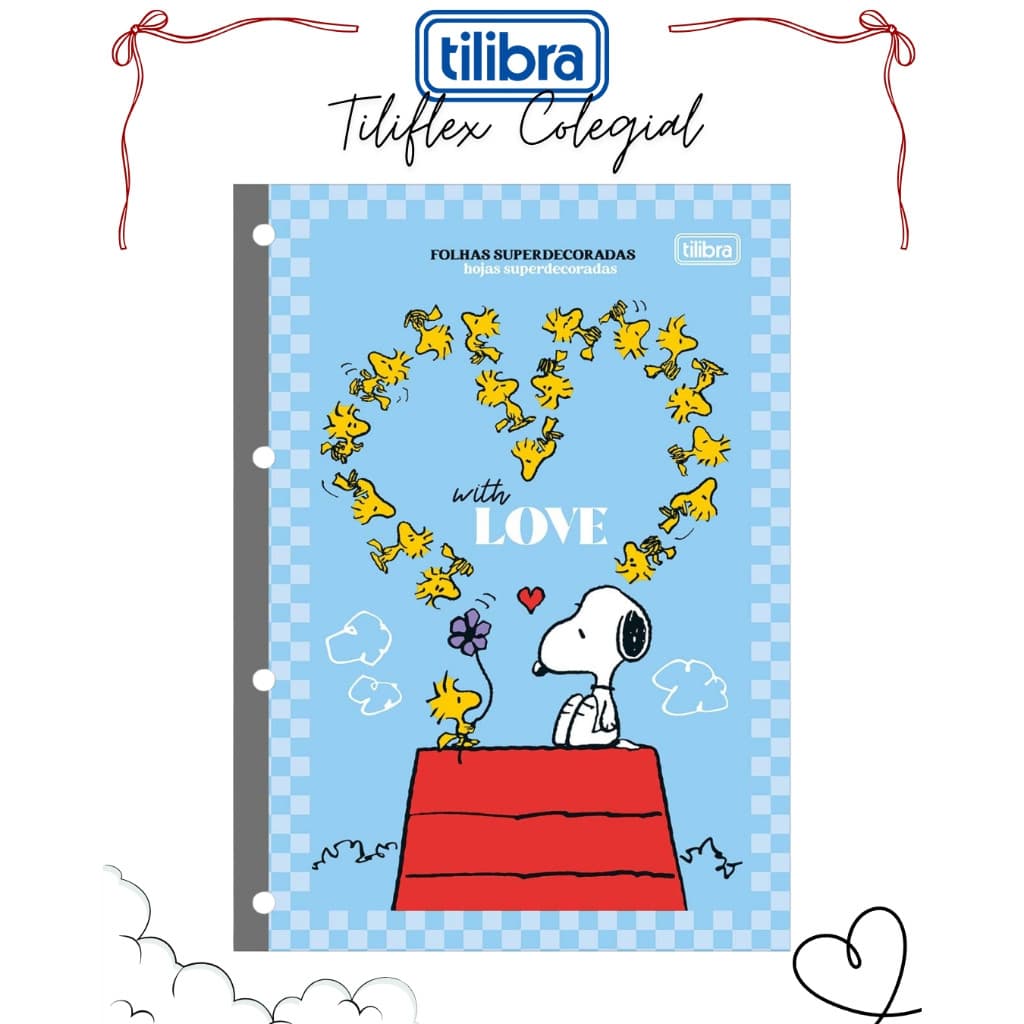 Refil Caderno Argolado Colegial Snoopy Tiliflex 80f 17,7cm X 24cm - Tilibra
