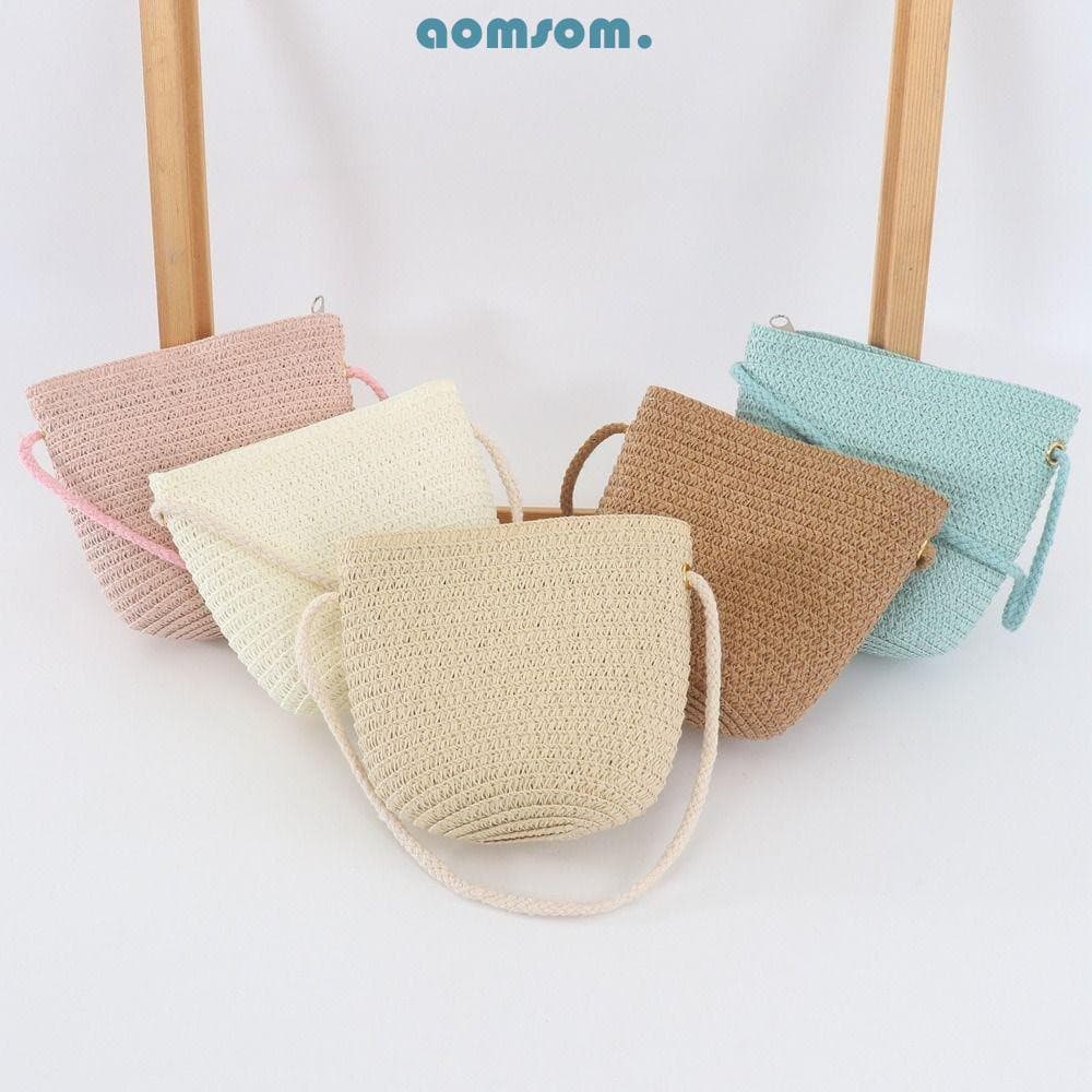 AOMSOM Crossbody Bags Palha Bonito Verão Crianças Meninas