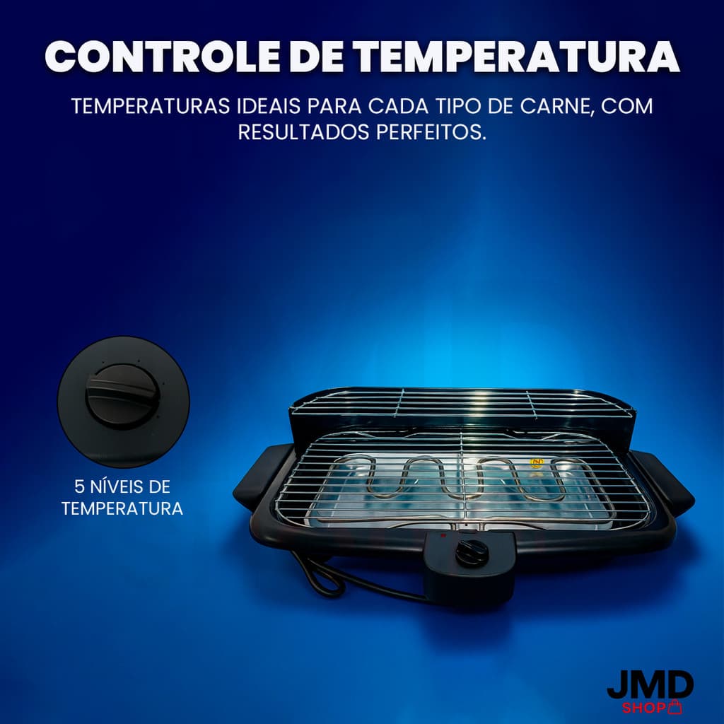 Churrasqueira Elétrica 2 Em 1 Com Pedestal Removível Preto
